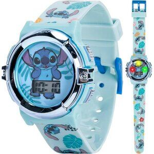 Kids Stitch digital watch light up LCD display adjustable strap boys girls gift